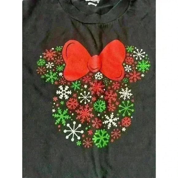 Disney Girls Sz M Minnie‎ Mouse Icon Holiday Snowflake Shirt - Picture 6 of 9